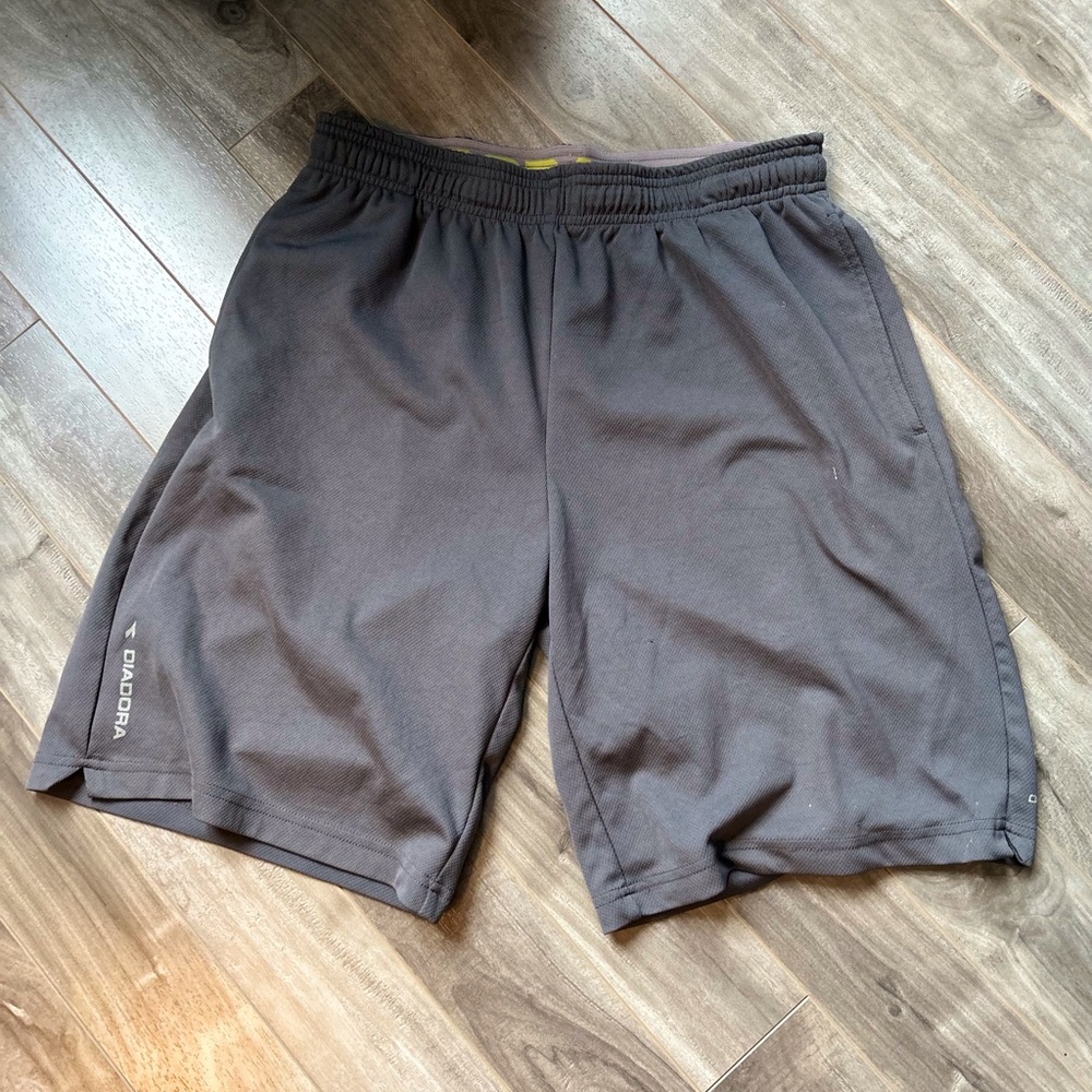 Diadora Gray Athletic Shorts Lightweight Performance